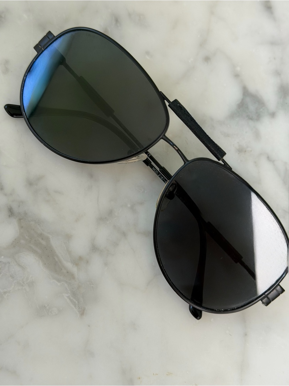 Versace Black Metal Aviator Sunglasses with Dark Lenses
